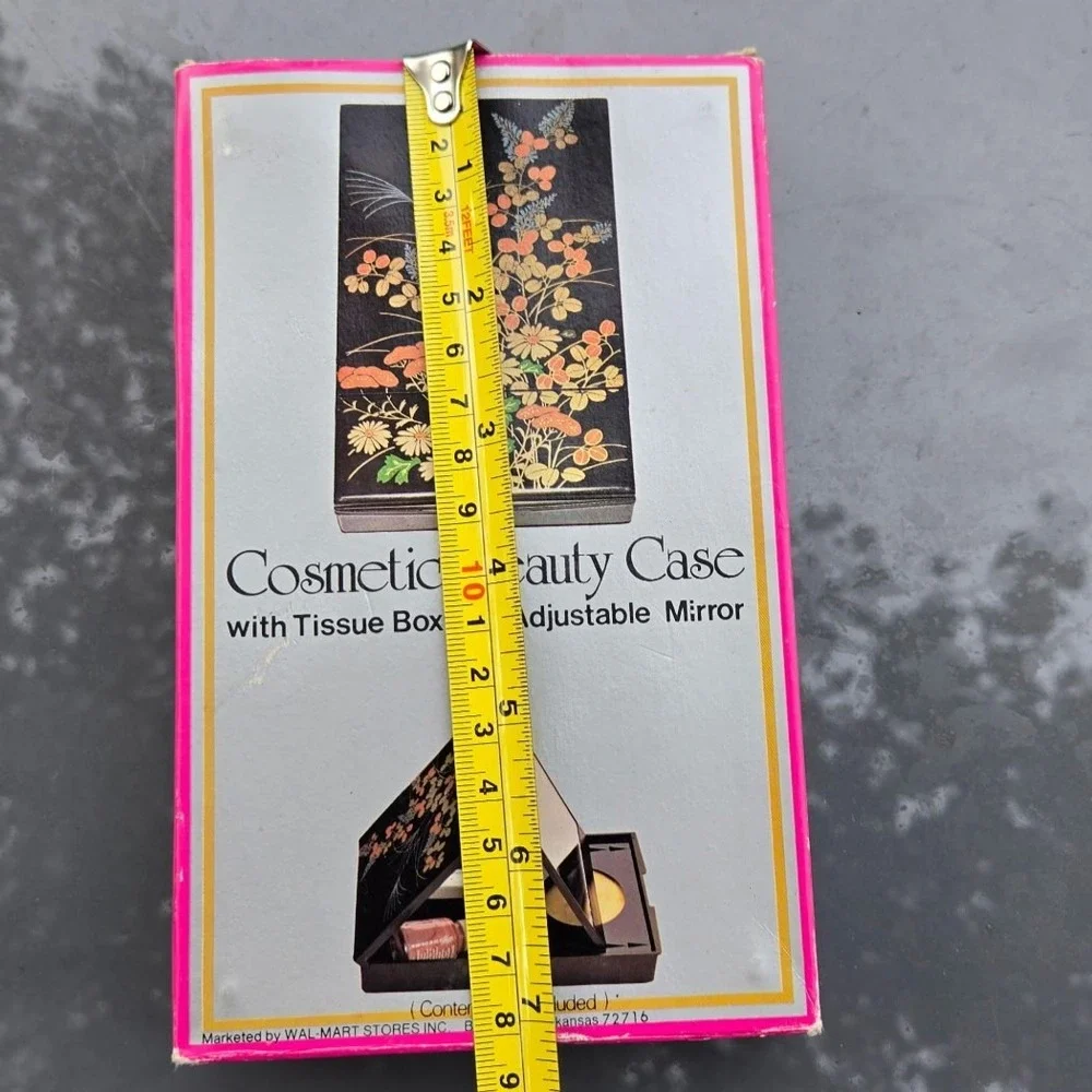 Vintage Cosmetic Beauty Case Tissue Box Adjustable‎ Mirror 80s New